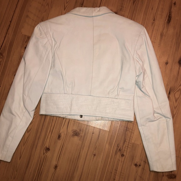 Yucatán Bay Vintage 80’s White Cropped Leather Jacket - Picture 4 of 12